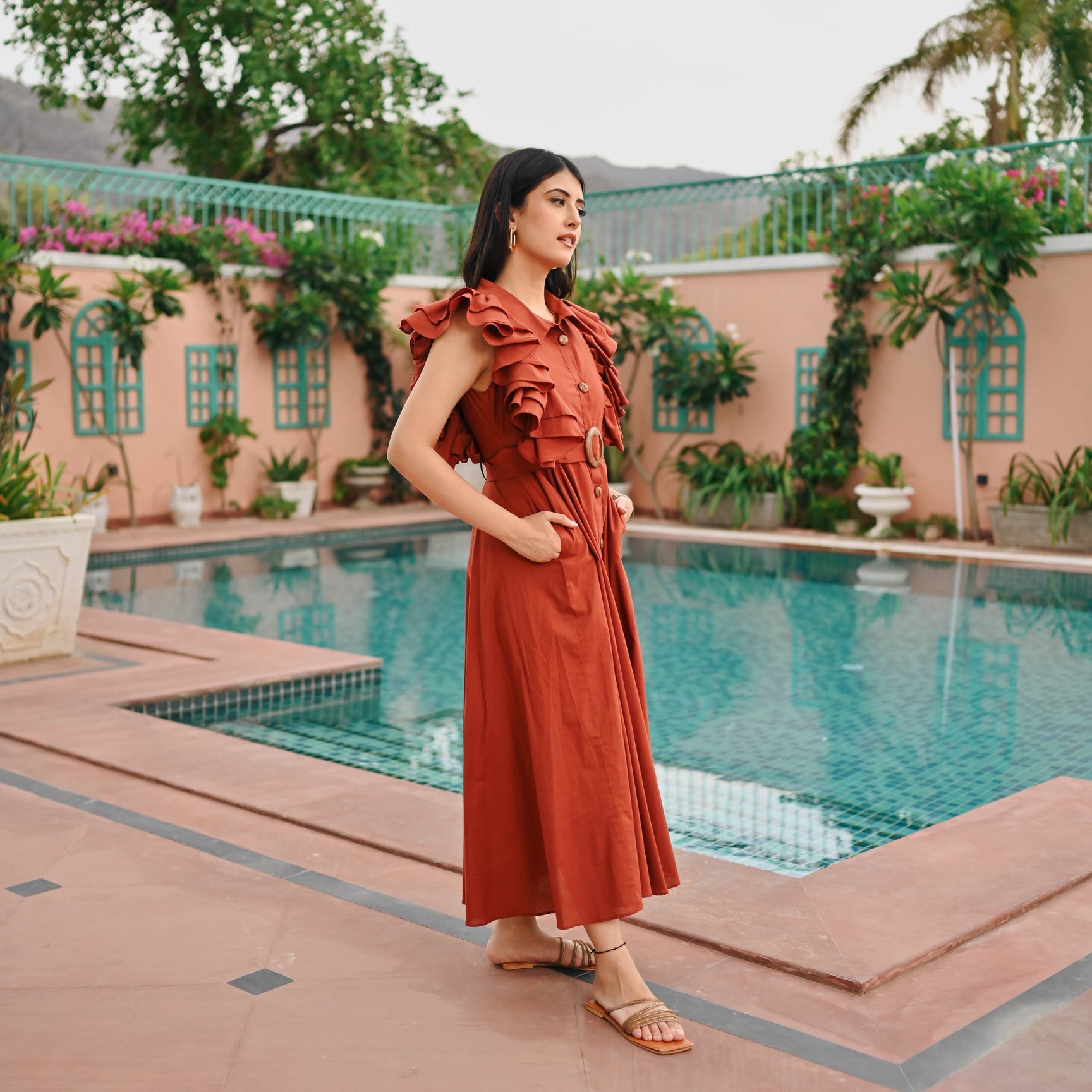 Off White Fit And Flare Dress