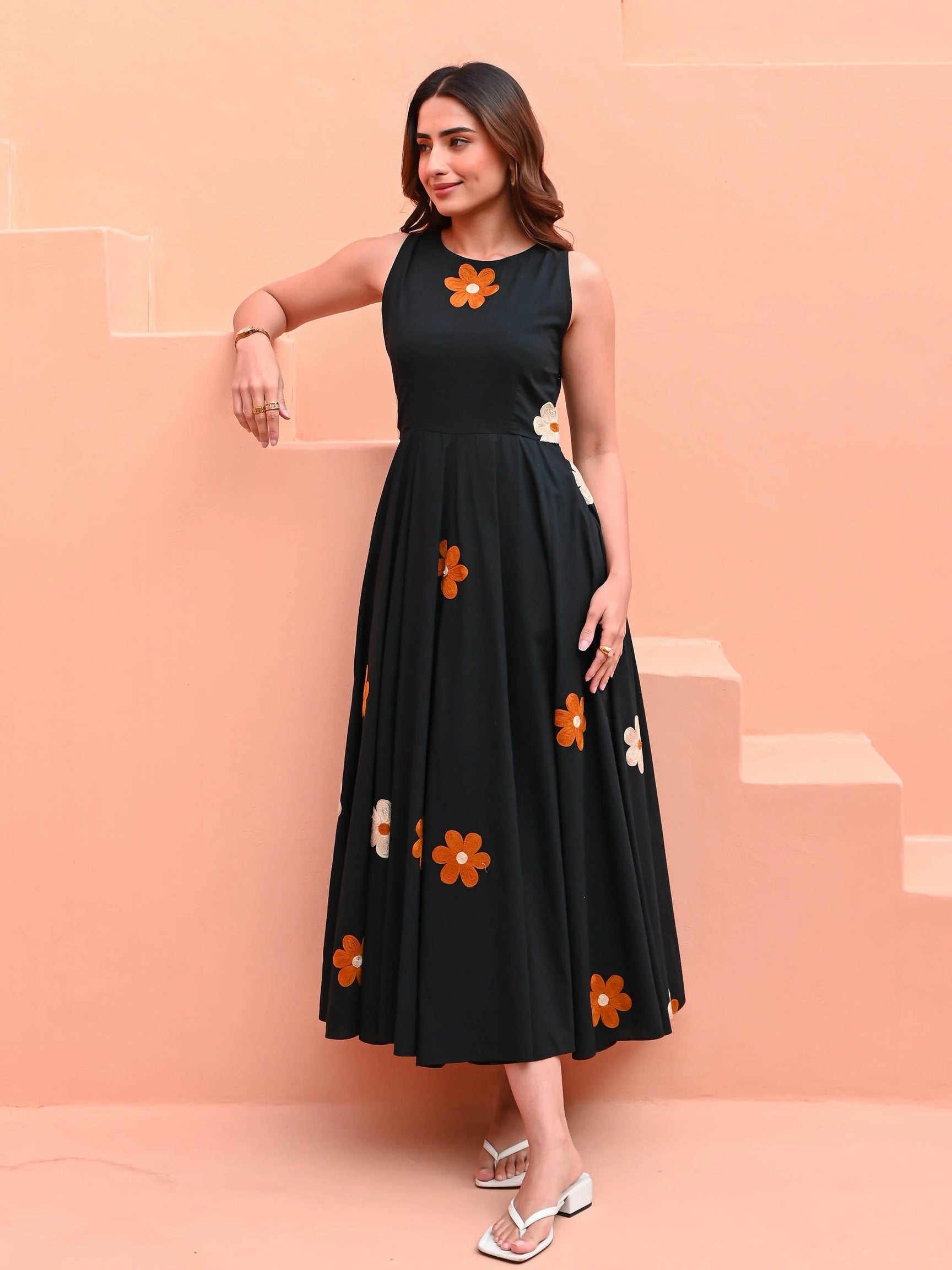 Mint Embroidered Cotton Dress