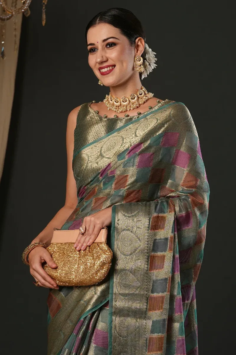 Woven Design Organza Saree - View 2